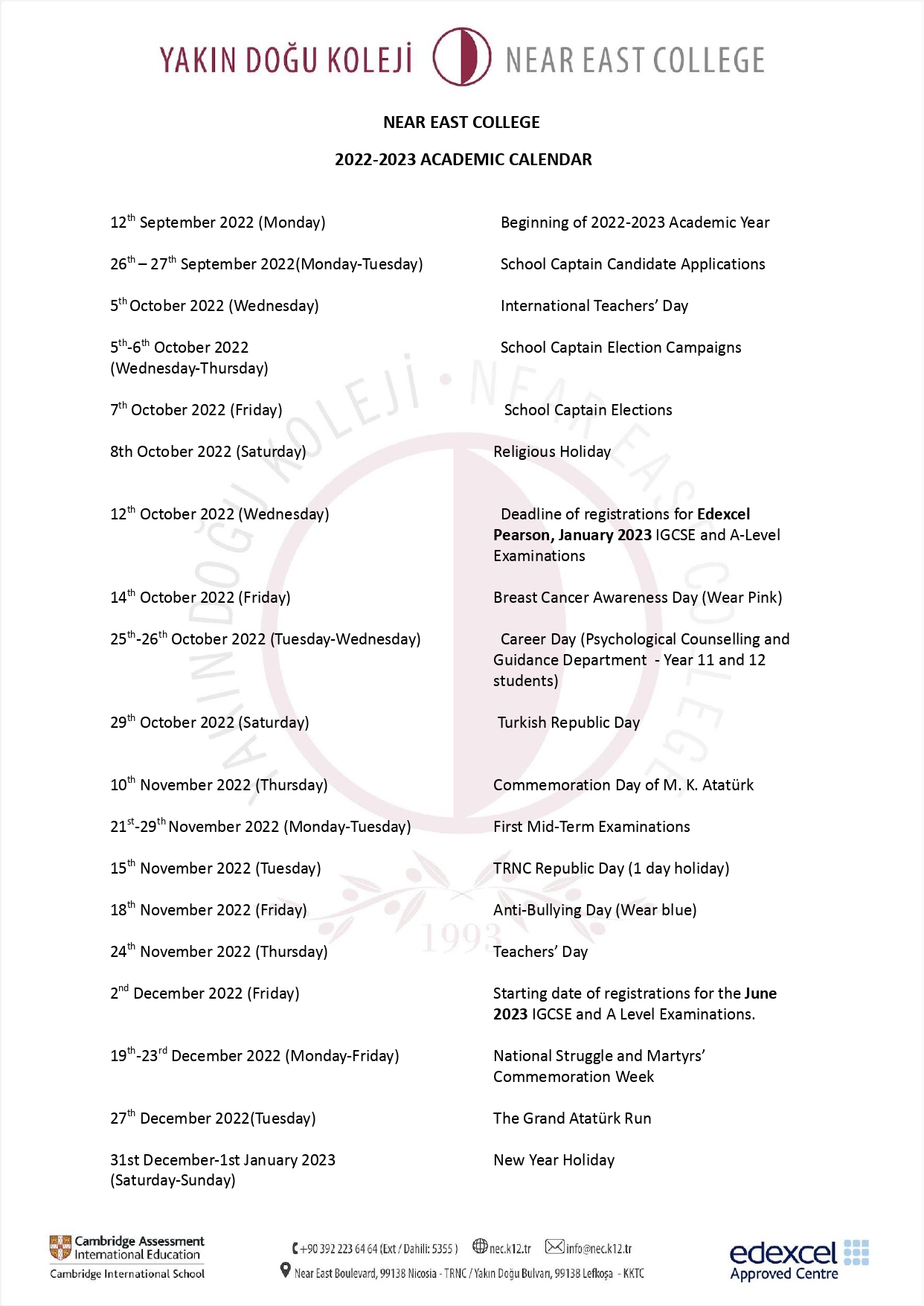 academic-calendar-near-east-college